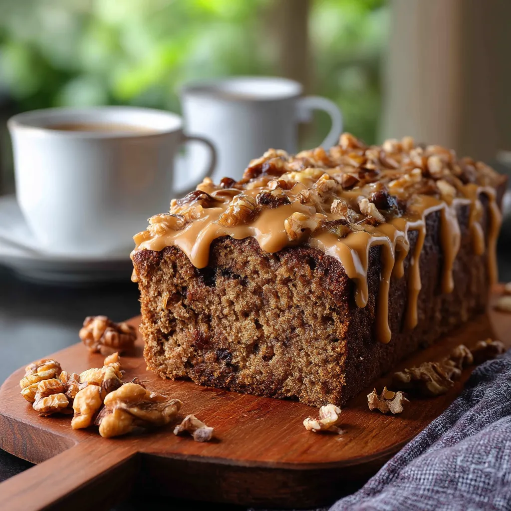 Soft Coffee Date Cake with Espresso Glaze and Walnuts
