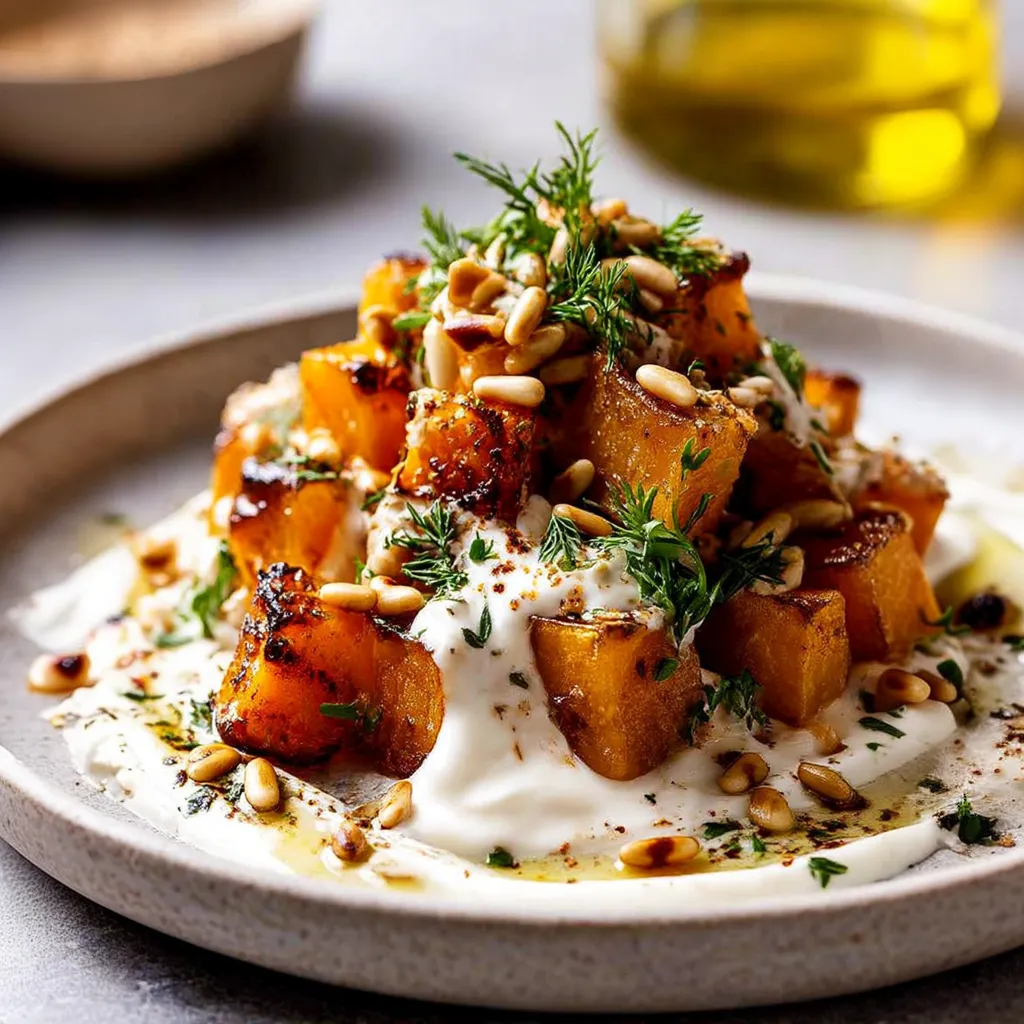 Pumpkin Lemon Yogurt Sauce with Pine Nuts