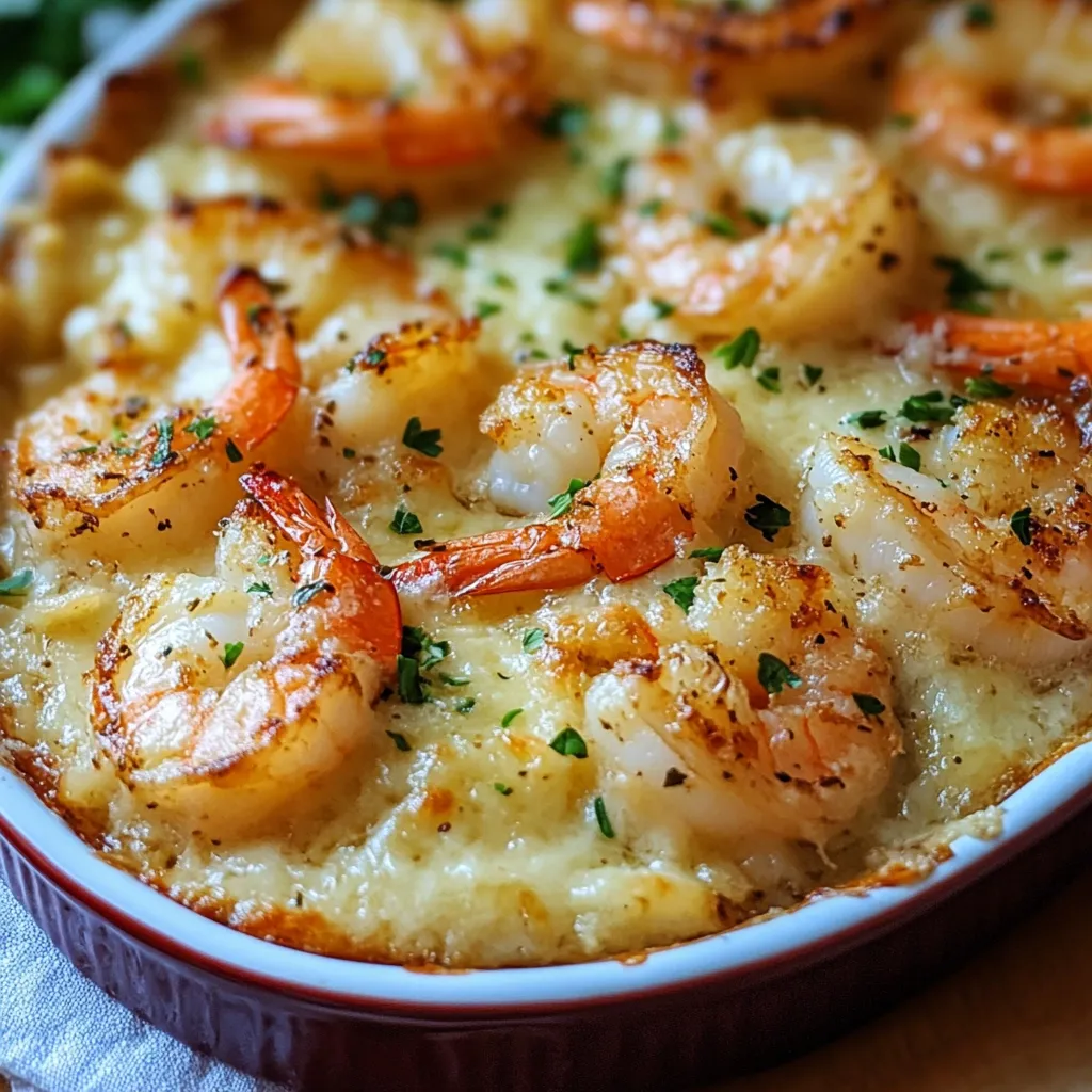 Cheesy Garlic Shrimp Bake