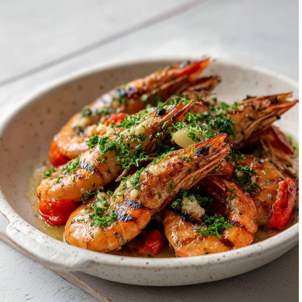Grilled Garlic Prawns with Lemon & Spices