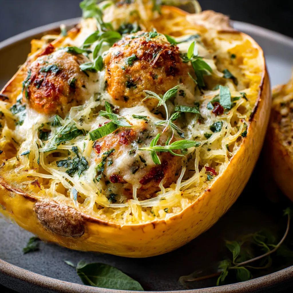 Juicy Butter Chicken Meatballs Stuffed in Squash