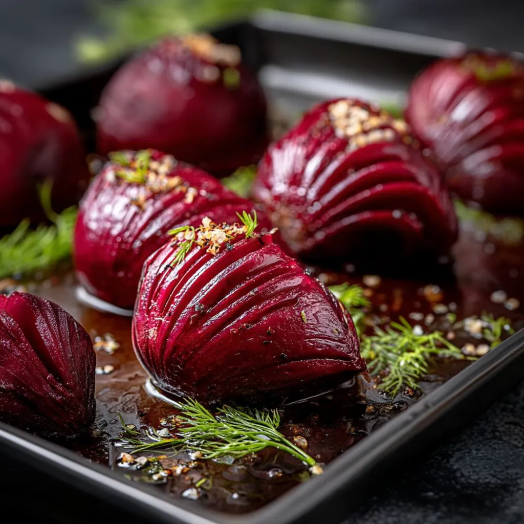 Fresh Dill Topped Hasselback Beets