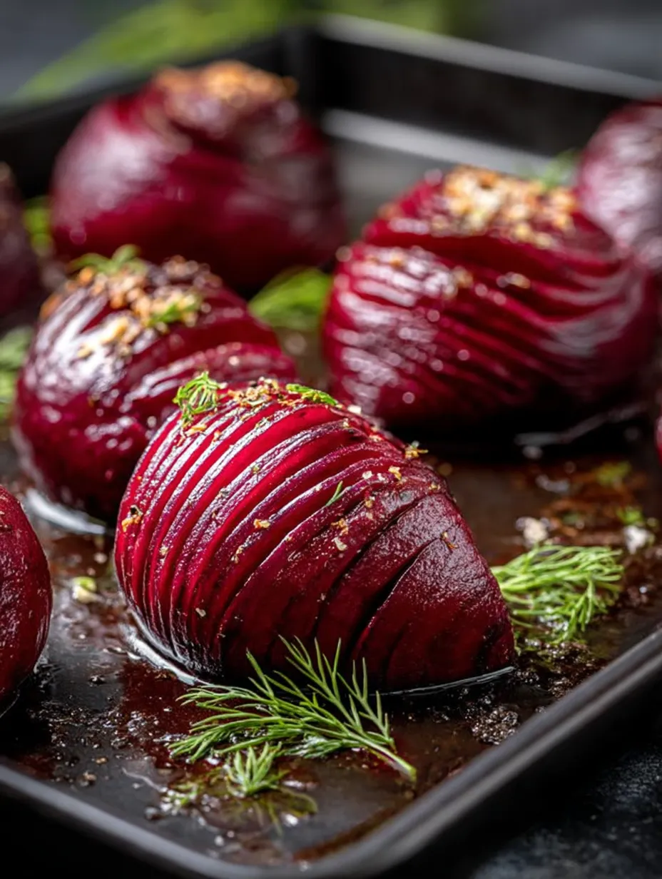 A pan of beets with seasoning.