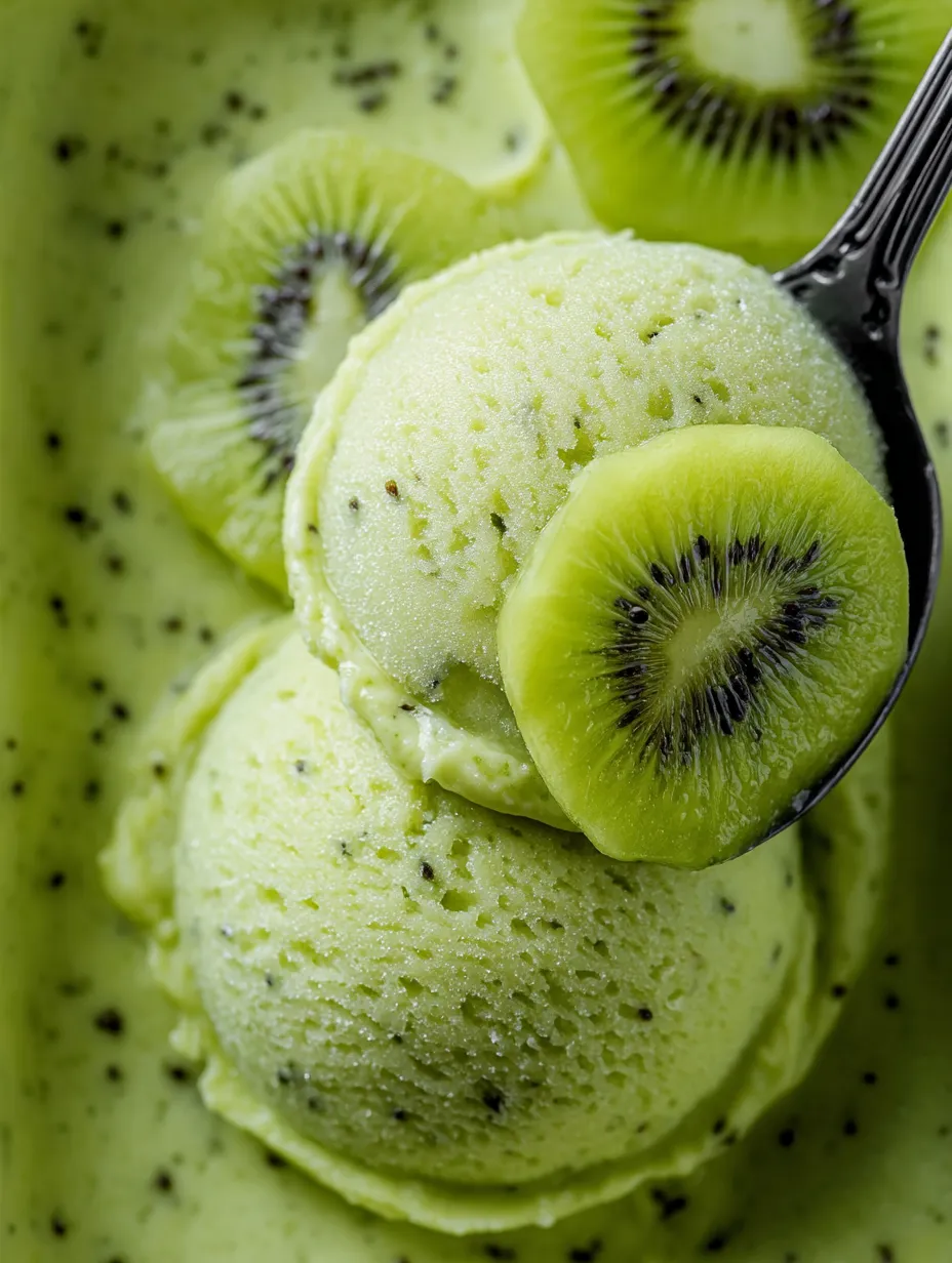 Kiwi Sorbet Dessert.