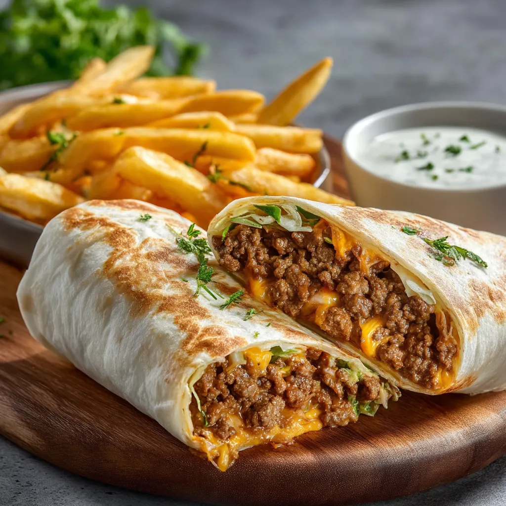 Cheesy Beef Burritos with Fries