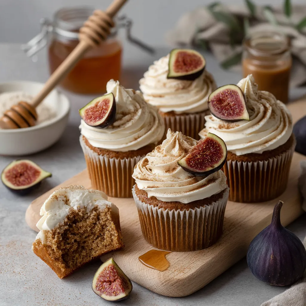 Moist Fig Cupcakes with Sweet Honey Frosting