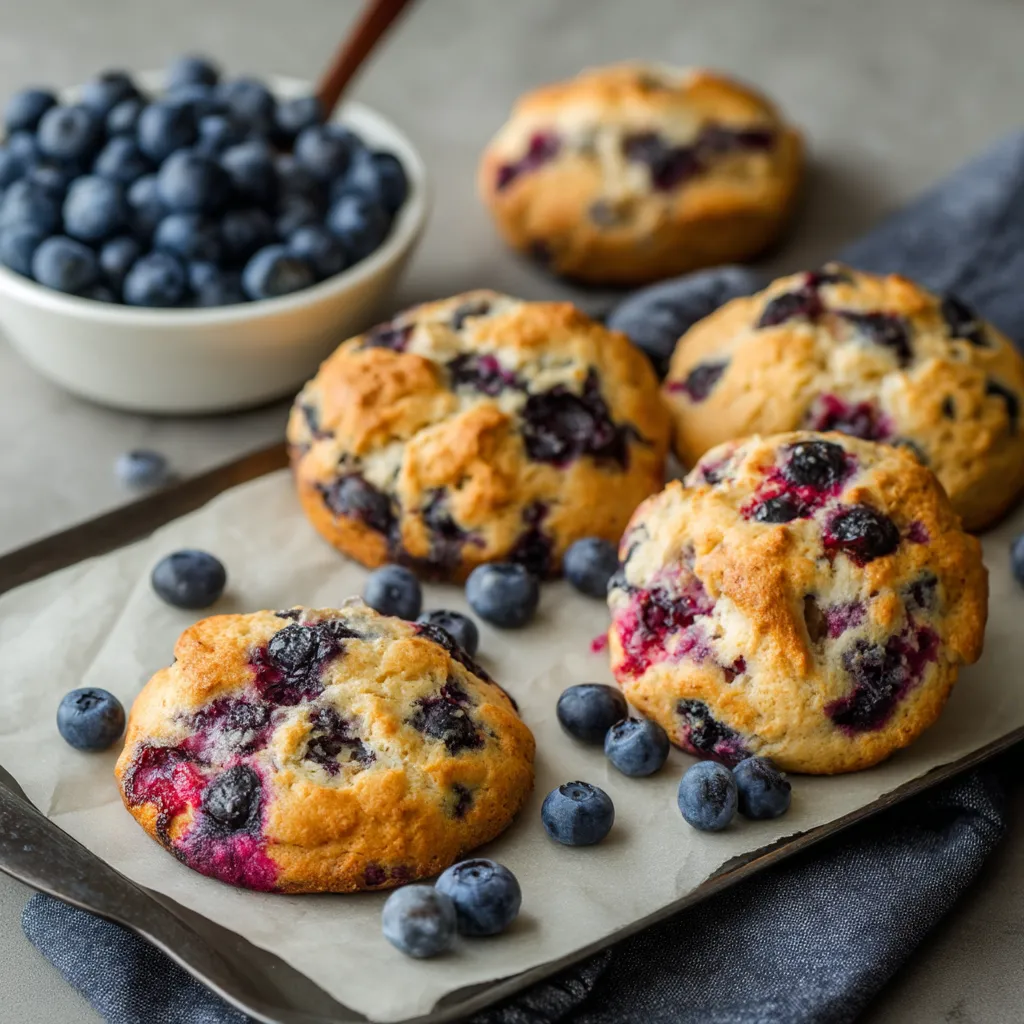 Fluffy pastries with blueberries