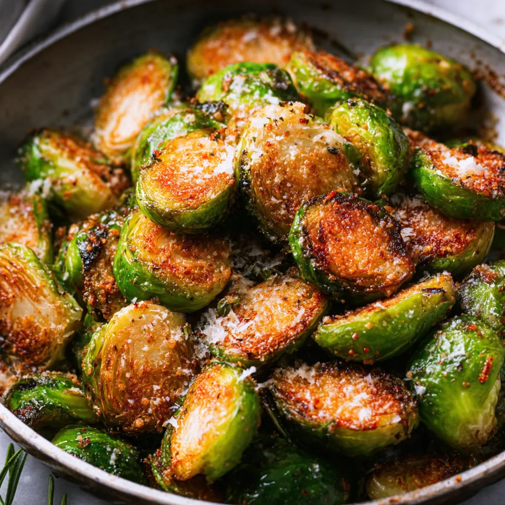 Crispy Roasted Brussels Sprouts with Parmesan and Garlic