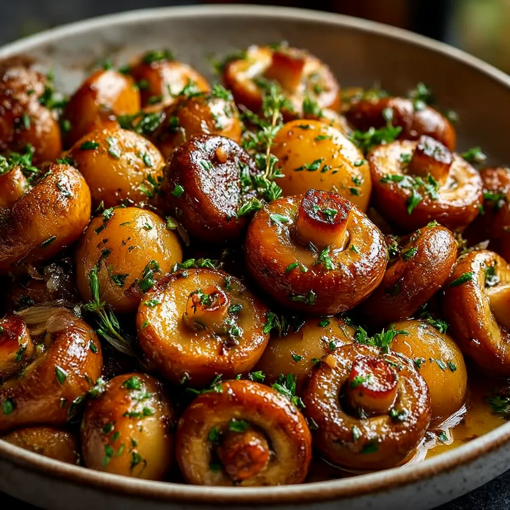 Caramelized Garlic Honey Mushrooms