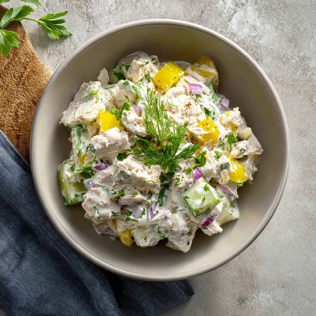 Cheesy Chicken Salad with Creamy Peppers