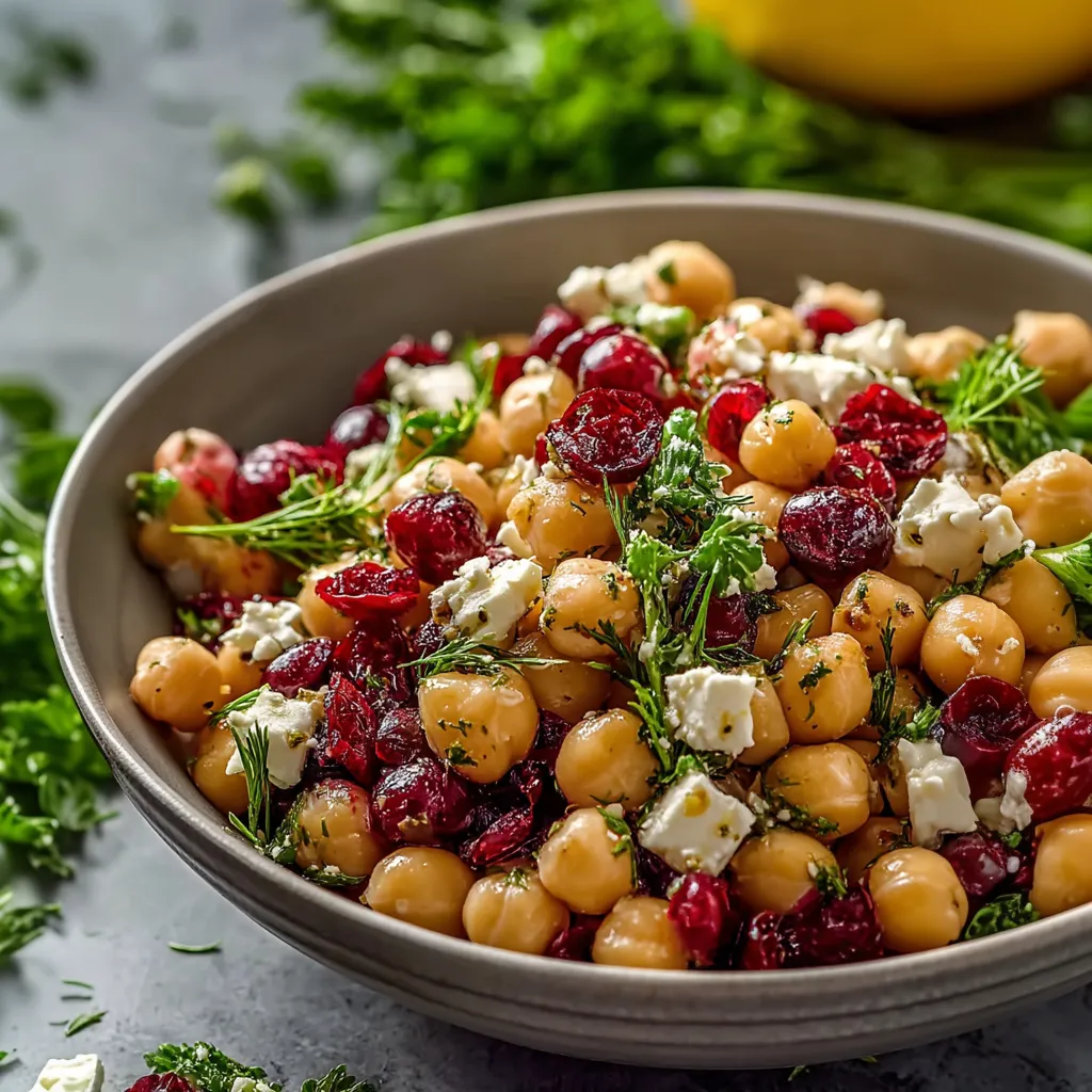 Creamy Feta & Cranberry Chickpeas with Zesty Dressing