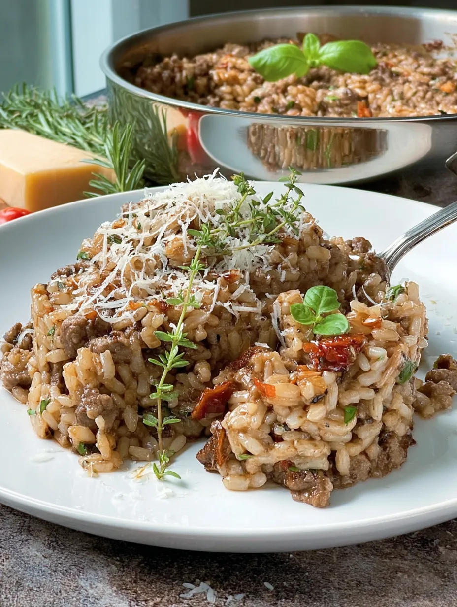 Steaming plate stacked with rice, ground beef, and a cloud of melted cheese.