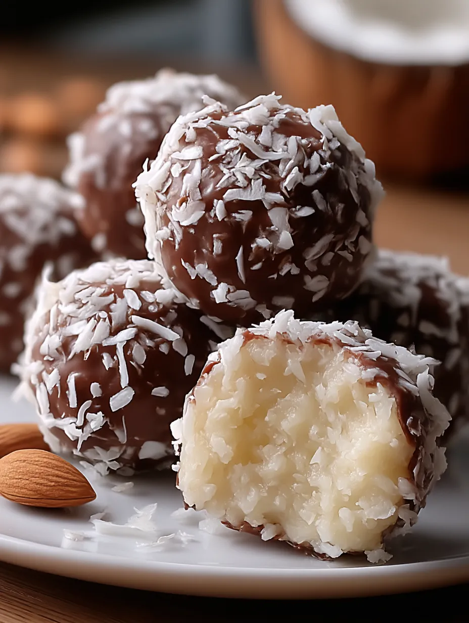 A plate filled with coconut bite balls.