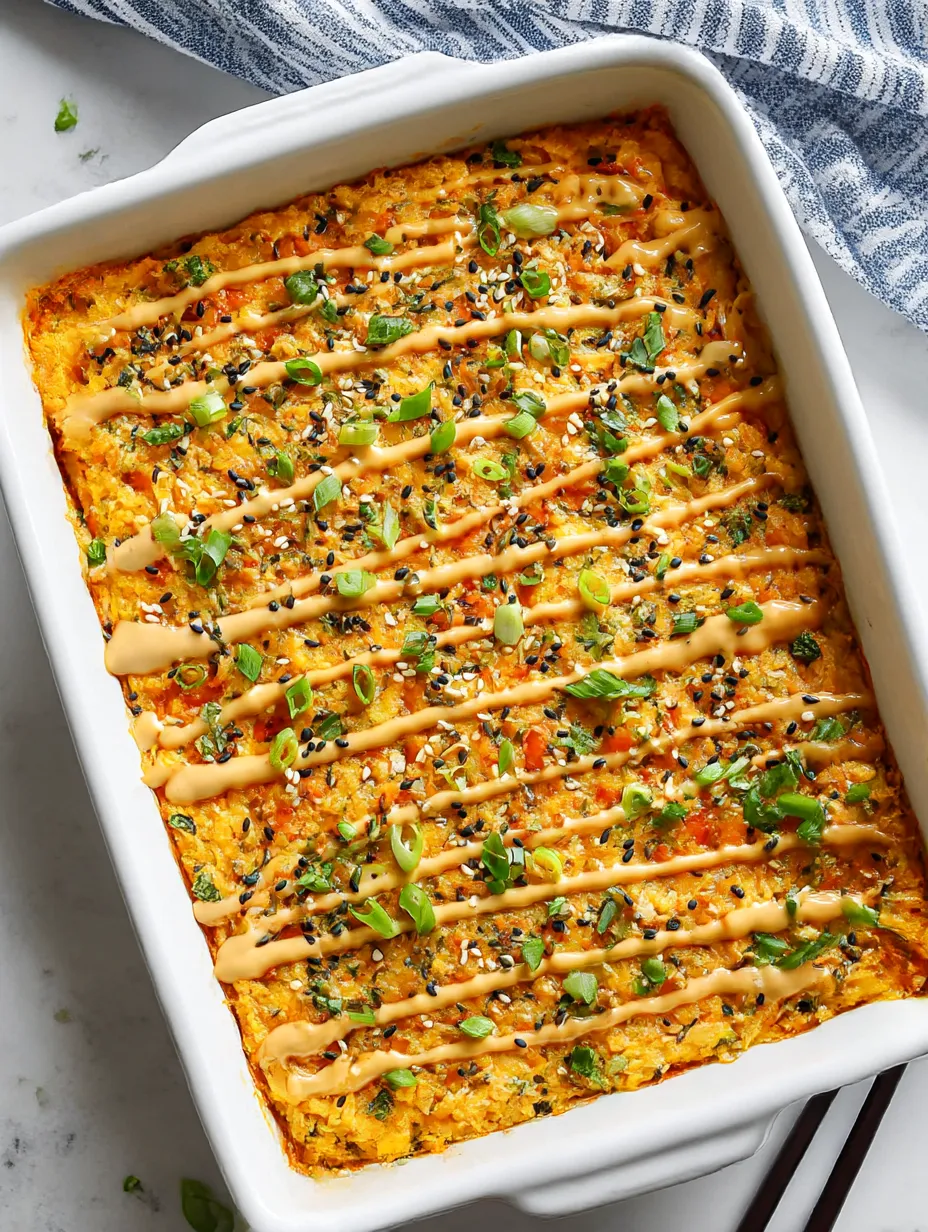 Lazy Salmon Sushi Bake Dish.