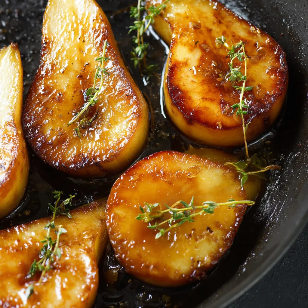 Roasted pears tossed in honey and balsamic