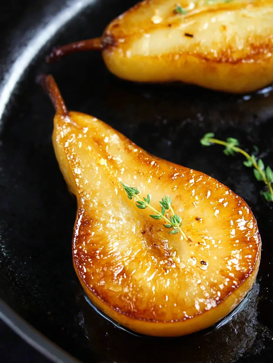 A wedge of oven-baked pears.