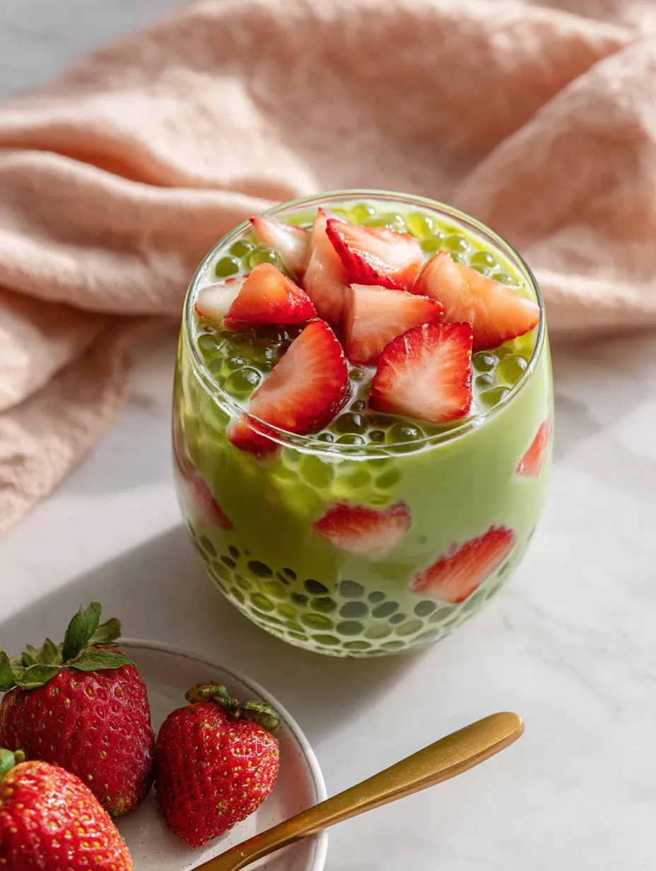 Strawberry Matcha Sago Bowl.