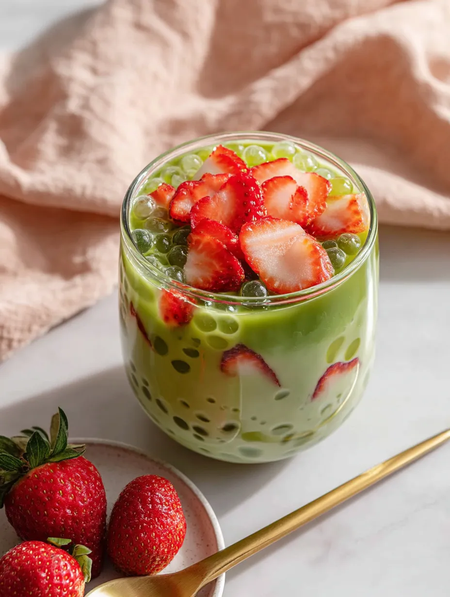 Chill Strawberry Matcha Sago.