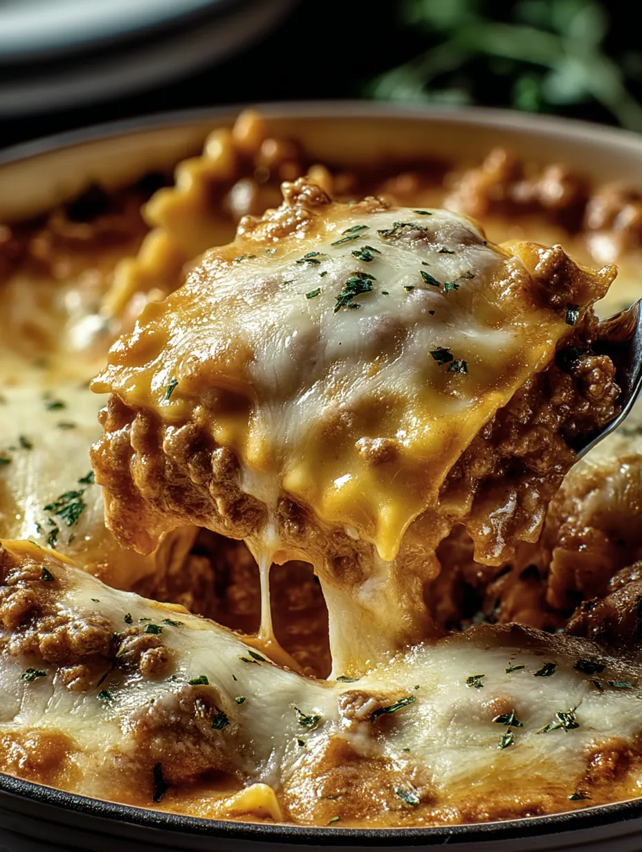 A close up of Million Dollar Ravioli Casserole.