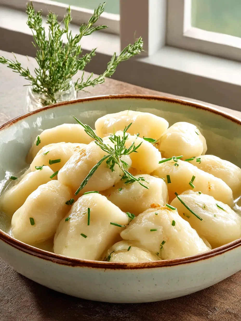 A bowl full of Polish-style potato dumplings.