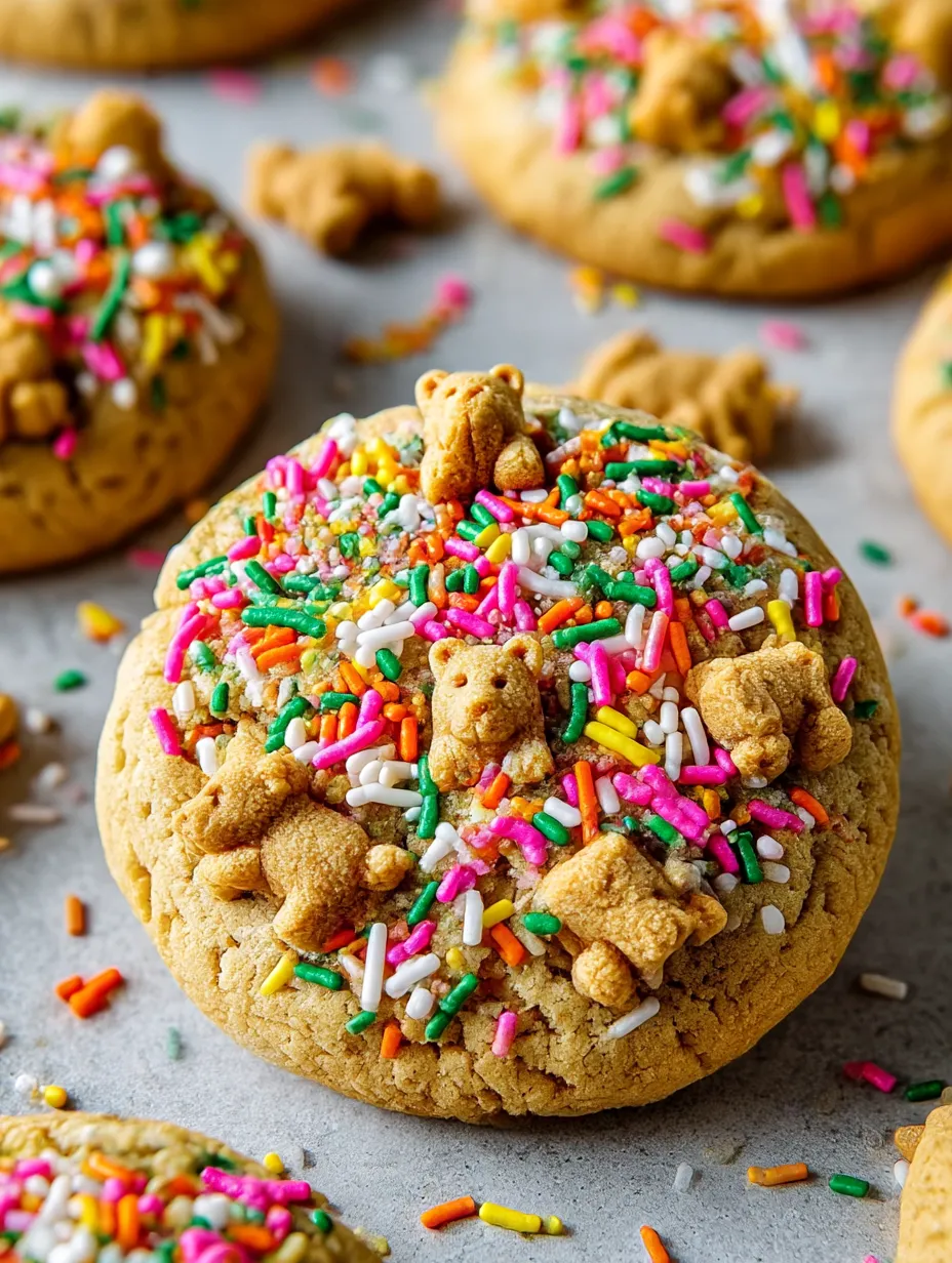Fun Teddy Graham Cookie Butter Cookies with Sprinkles.