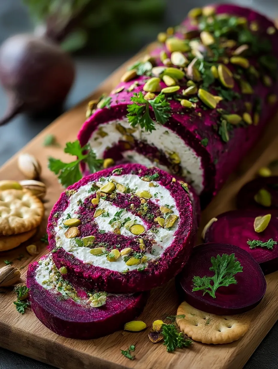 Roasted Beet & Goat Cheese Log Close-Up.