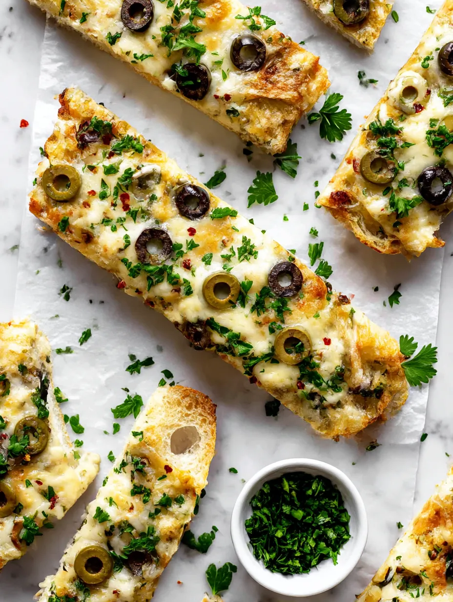 Olive Cheese Bread Snack.