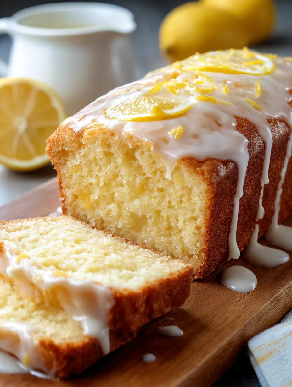 A big slice of Starbucks style lemon loaf with icing.