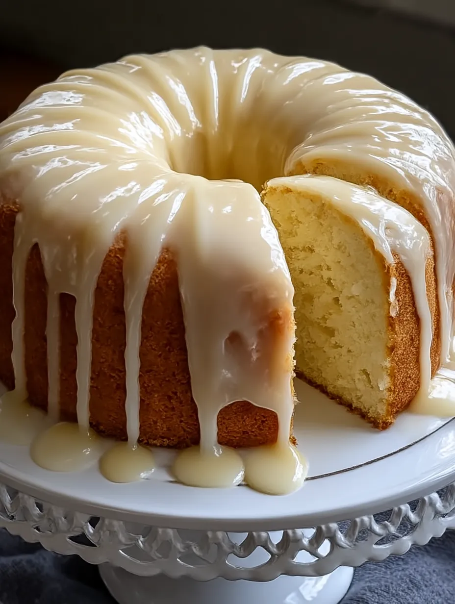 A single slice of Vanilla Buttermilk Pound Cake.