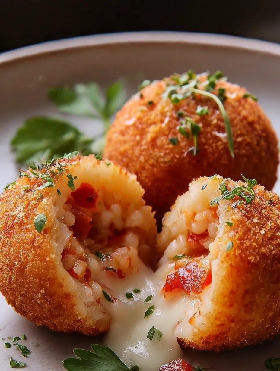 A plate loaded with tasty arancini balls.