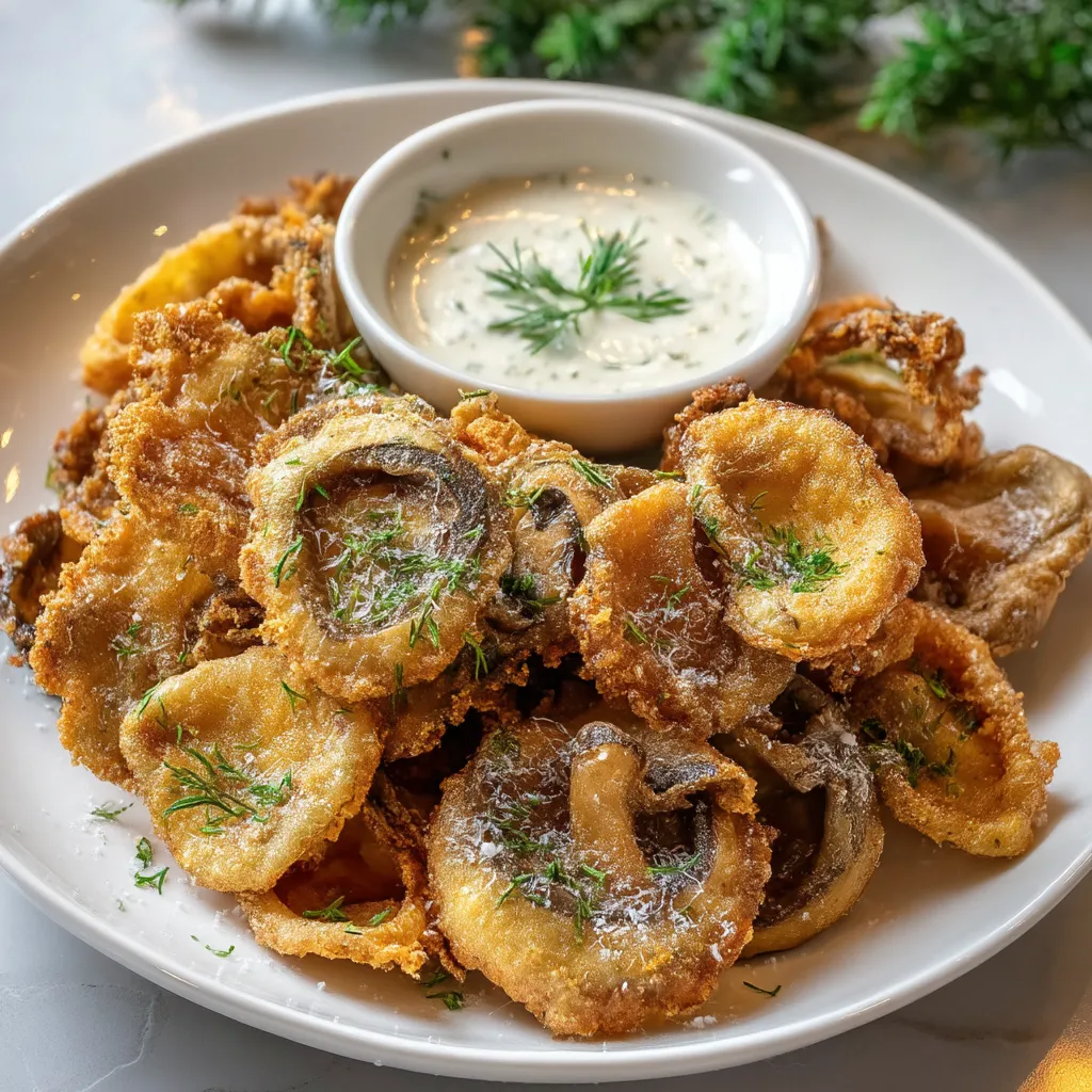Effortless Christmas Fried Mushrooms with Ranch