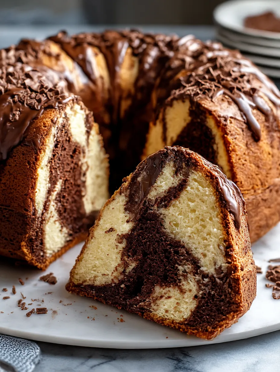 A slice showcasing dark chocolate and soft crumb.