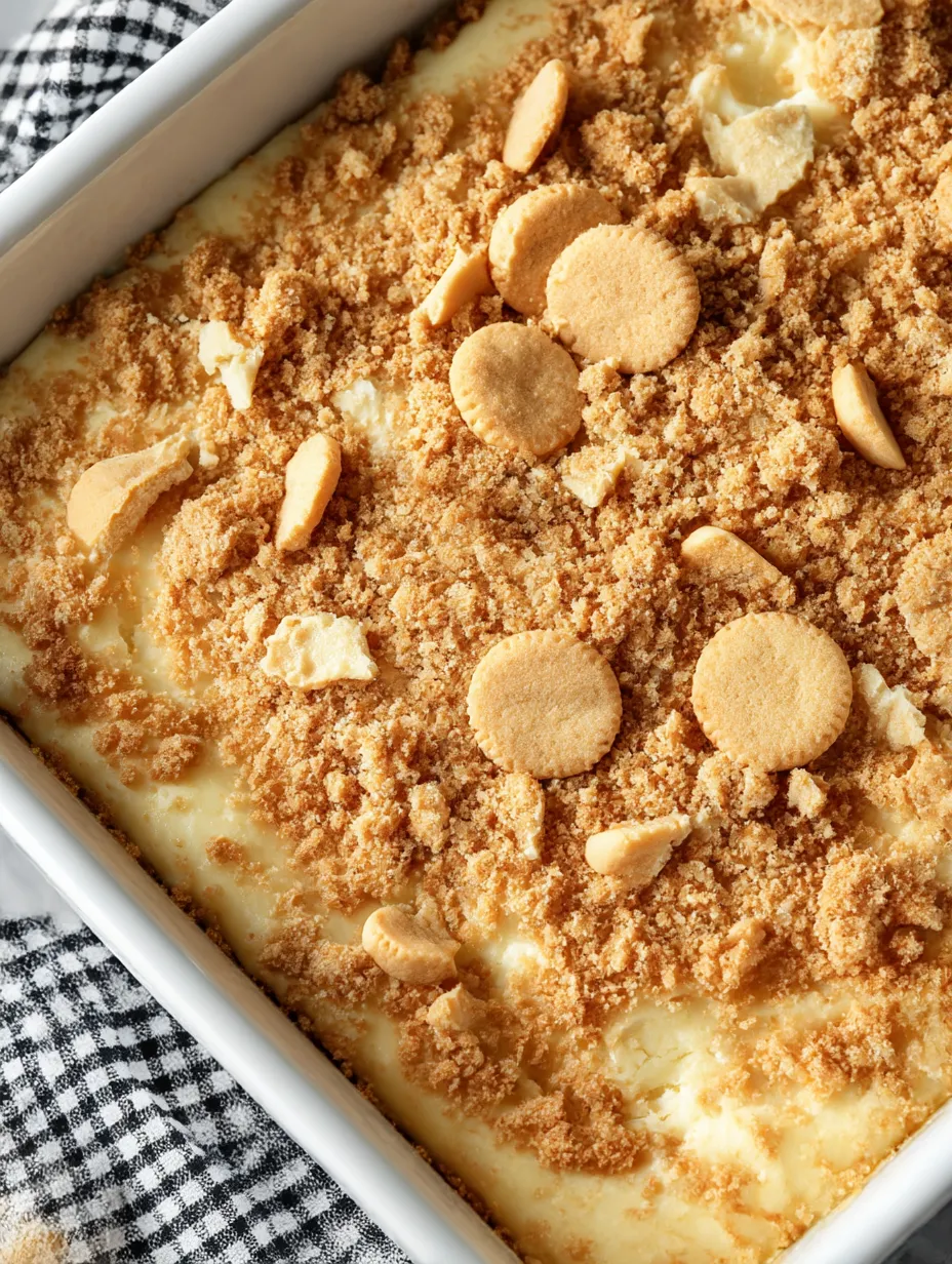 Banana Pudding Brownies with layers of wafer and banana.