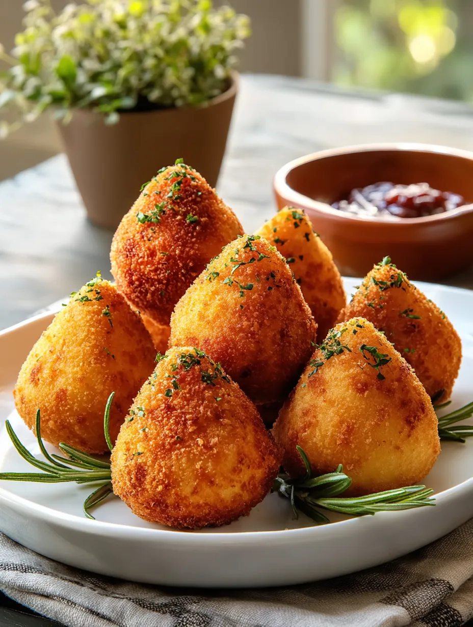 Close-up of Brazilian savory chicken croquettes.