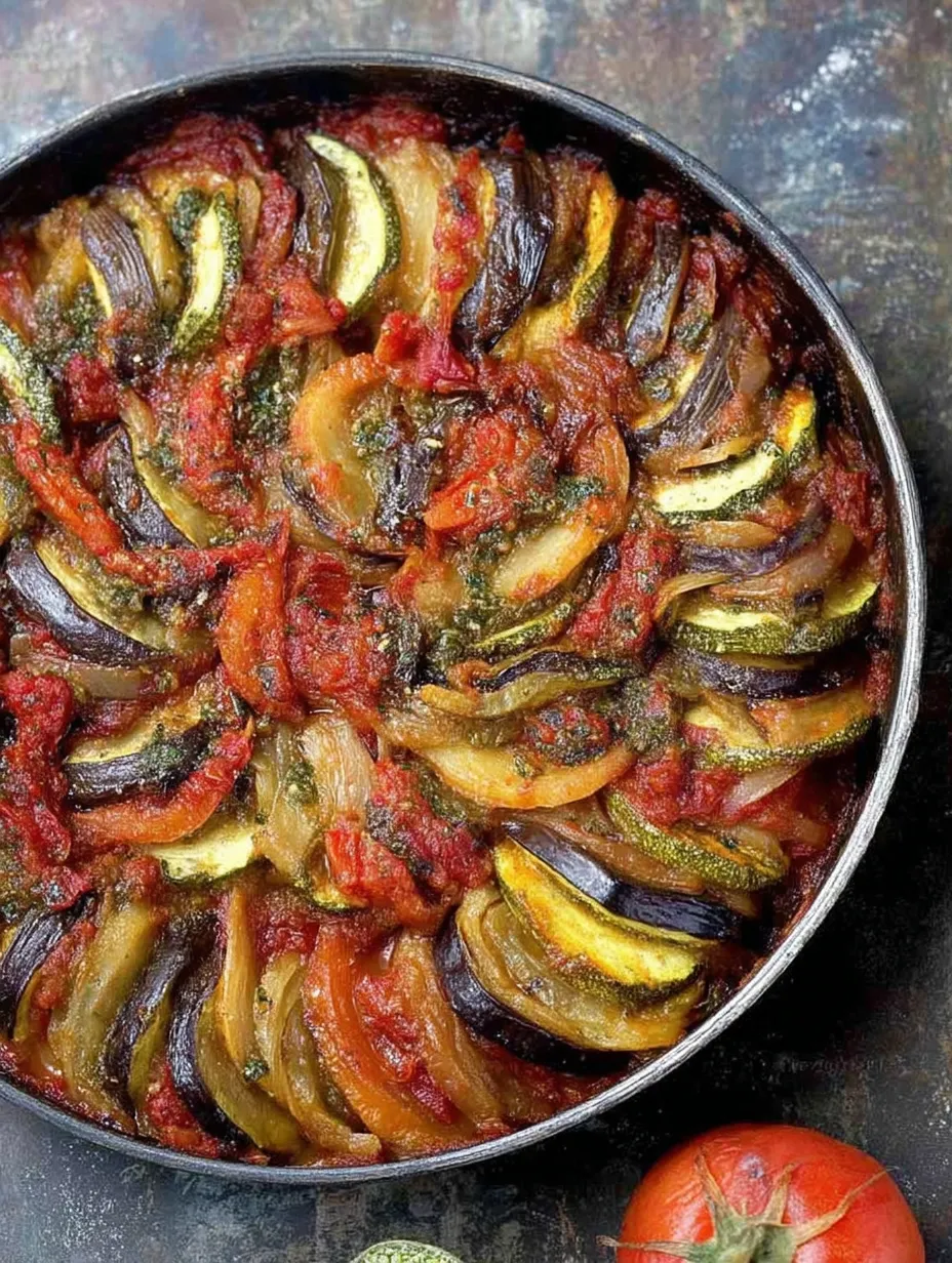 A bowl of Greek-style oven-roasted vegetables.
