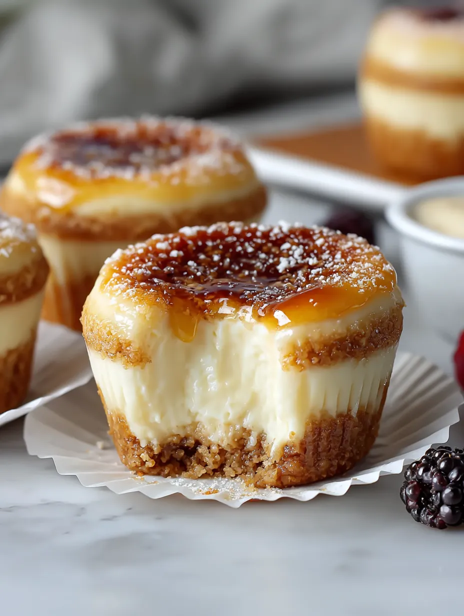 Vanilla Bean Crème Brûlée Cheesecake Mini.