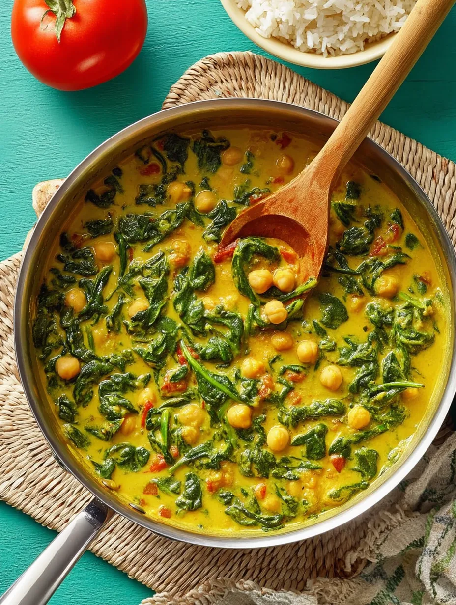 A bowl of Chana Saag Curry.