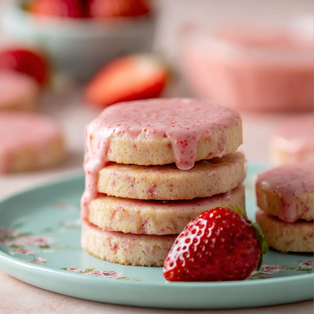 Soft and Tender Strawberry Shortbread Cookies