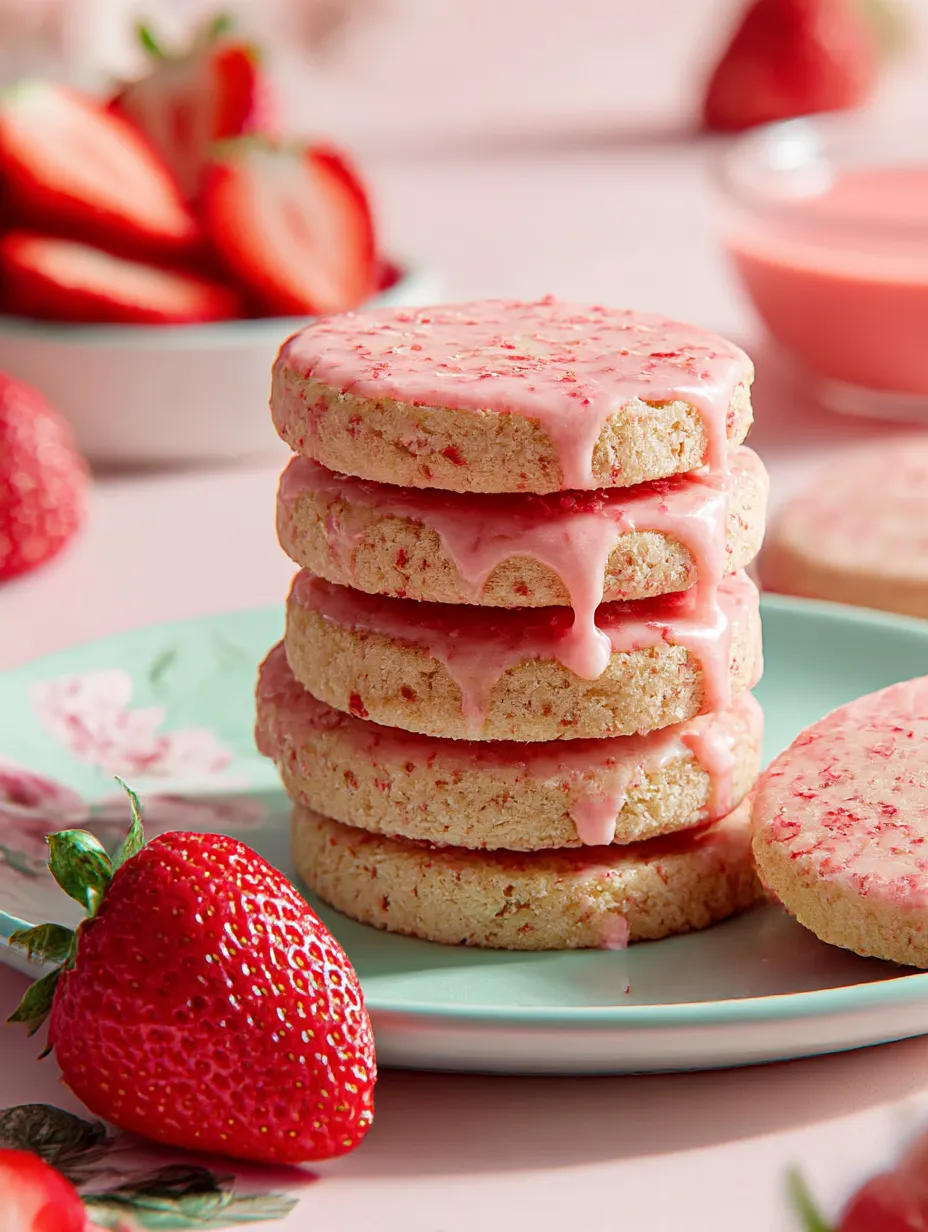 Easy Strawberry Shortbread Cookies.