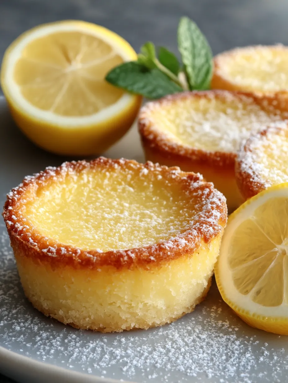 Baby Lemon Impossible Pies on a plate.