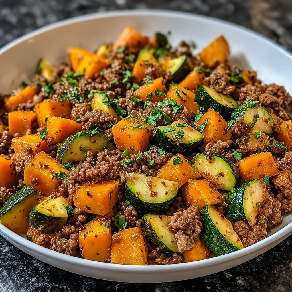 Ground Beef Zucchini Sweet Potato Skillet