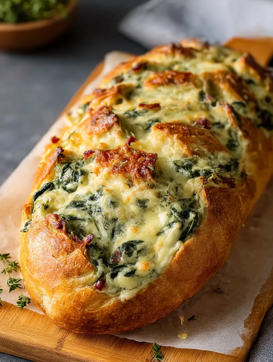 Spinach and Artichoke Stuffed Bread.