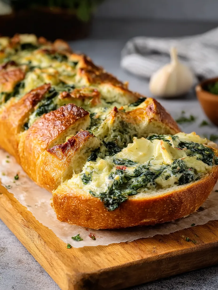 Easy Spinach and Artichoke Stuffed Bread.