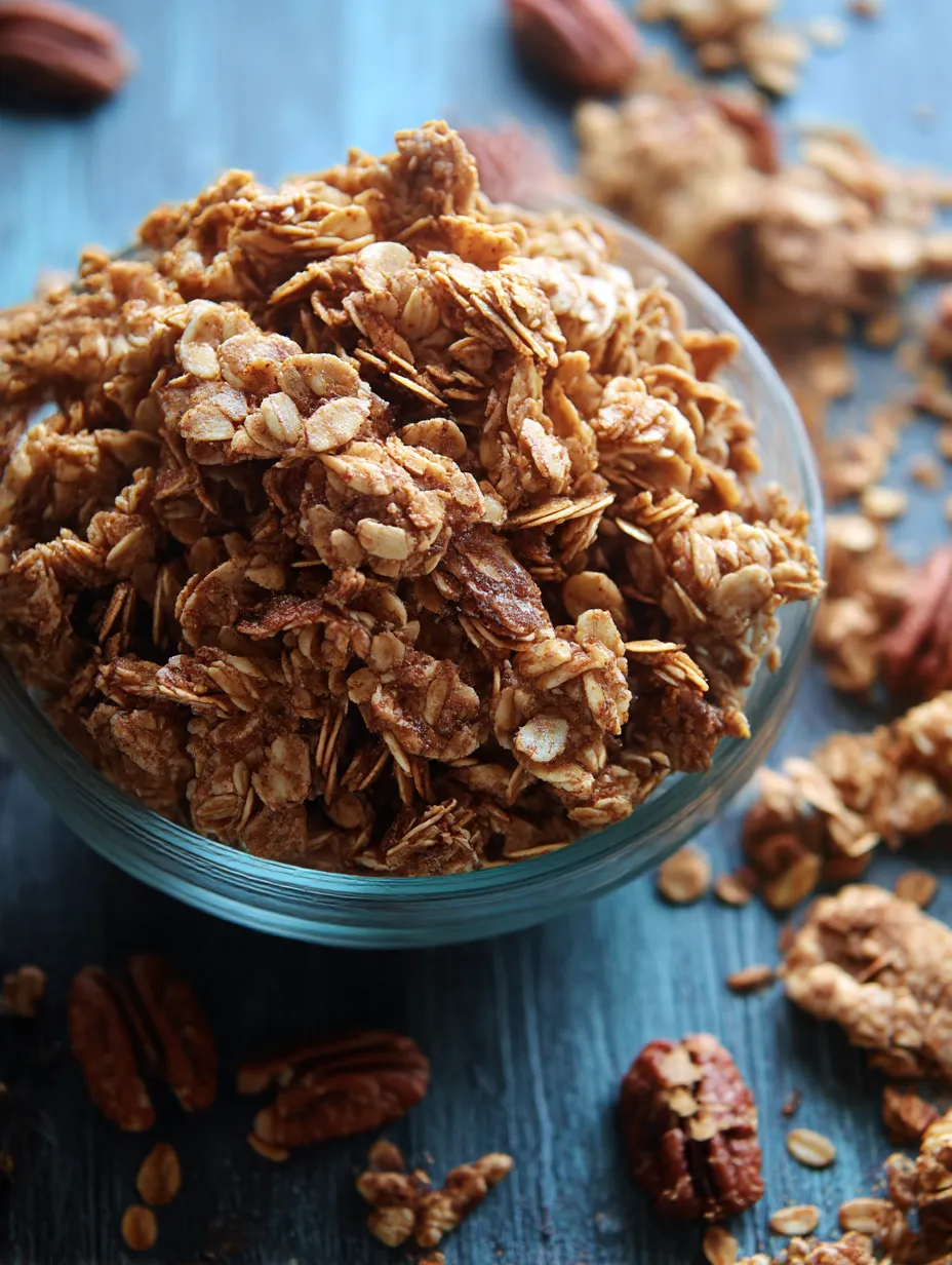 A bowl packed with Cinnamon Maple Granola.