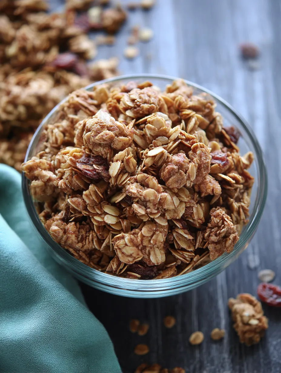 Cinnamon Maple Granola in a bowl.