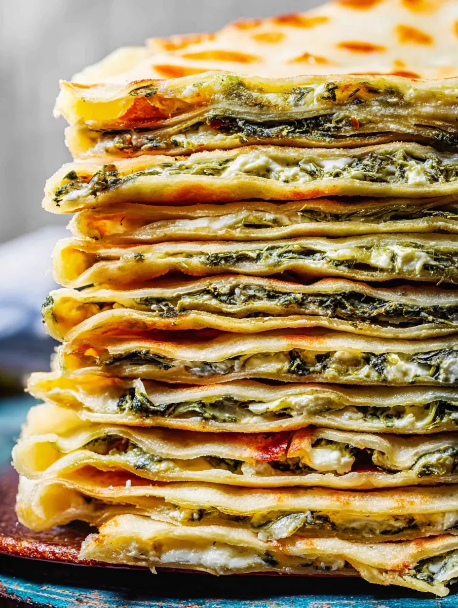 Spinach Feta Flatbread on serving plate.