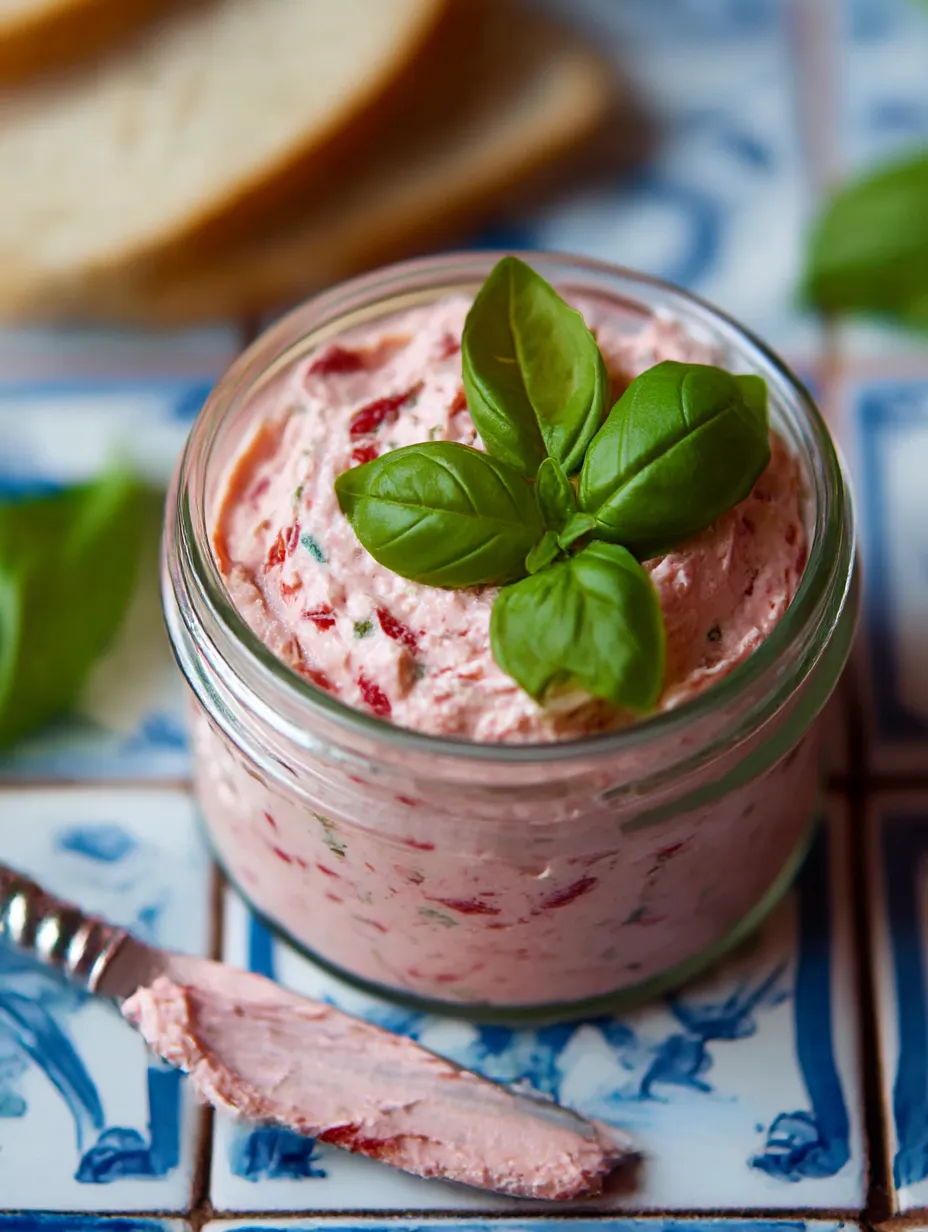 Whipped Strawberry Basil Butter topped on bread.