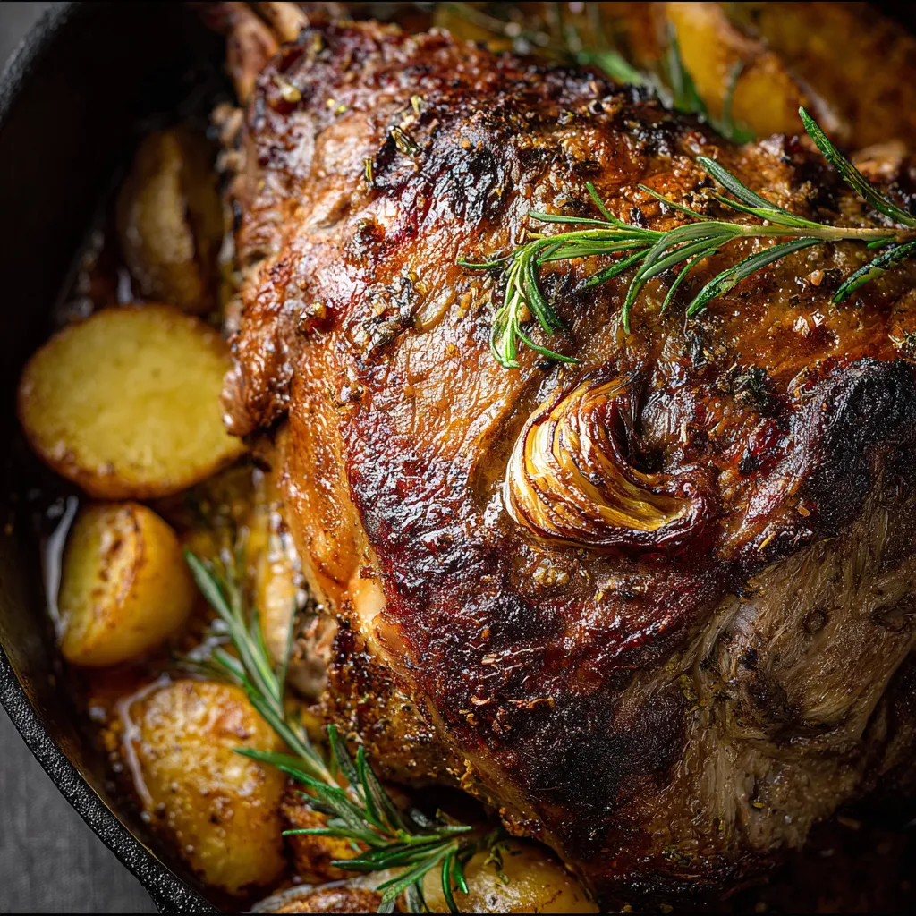 Juicy slow roasted Greek lamb
