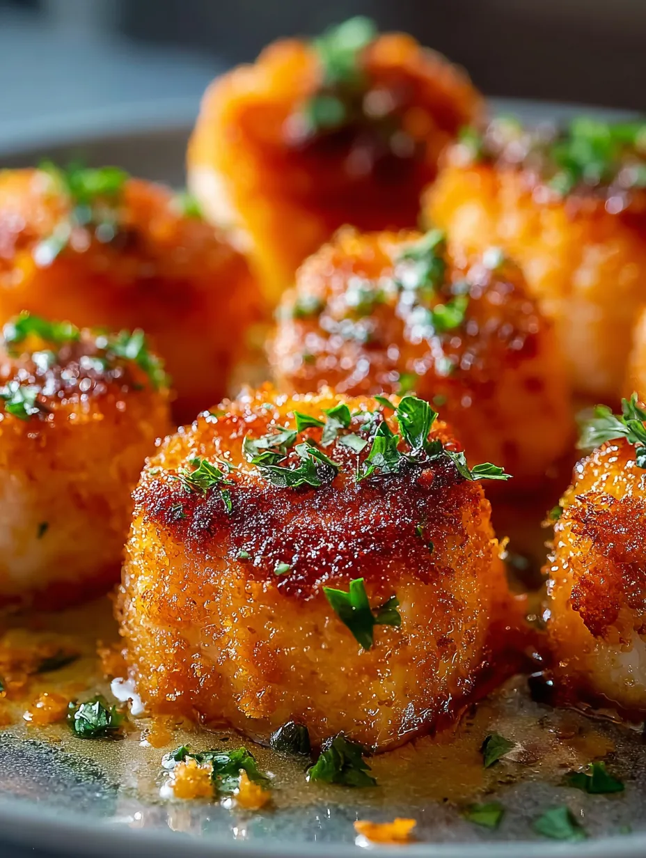 Close shot of extra crispy bang bang salmon bites.
