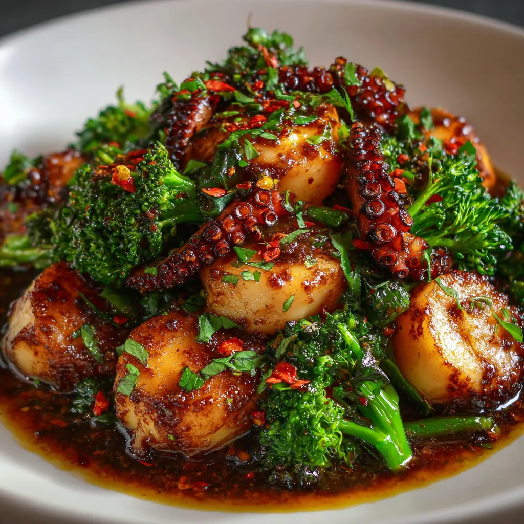 Citrusy Octopus With Crisp Broccolini